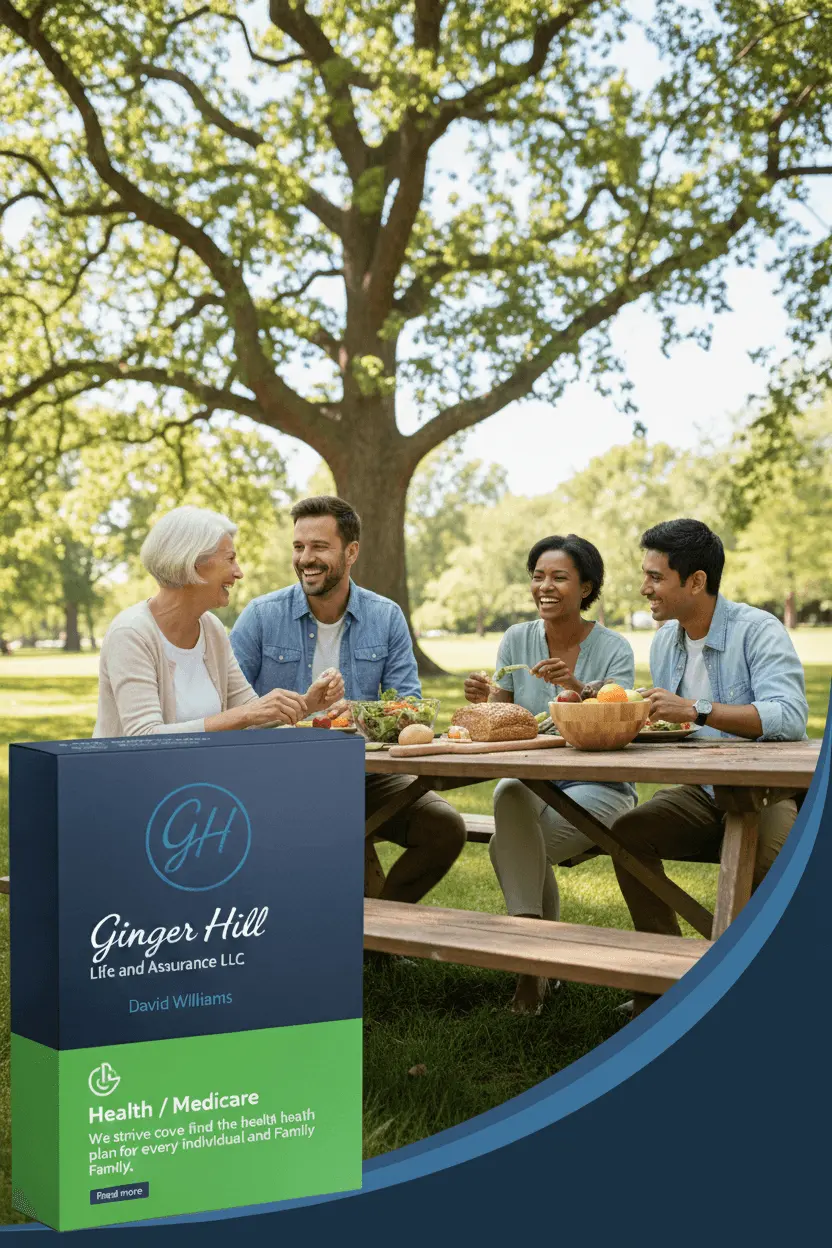 Health and Medicare insurance product card from Ginger Hill Insurance featuring comprehensive coverage solutions and personalized plan selection for healthcare needs.